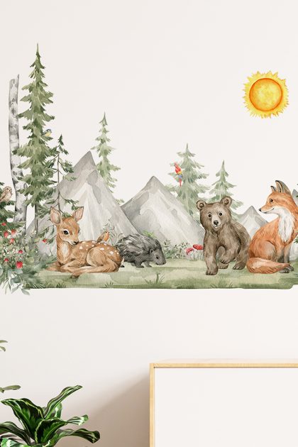 Hand Painted style Animals Forest Wall Stickers